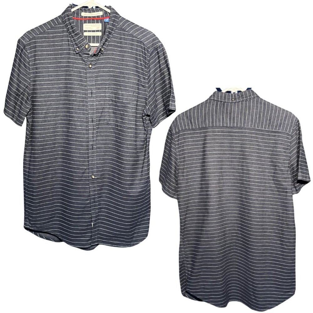Denim & Flower Blue with White Striped Button Up - Slim Fit - M
